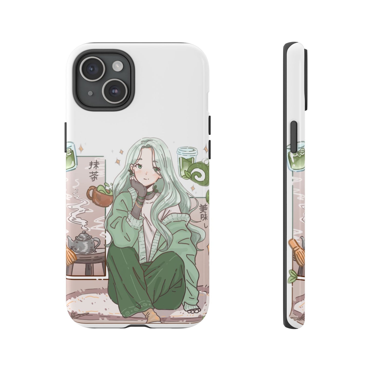 Anime Girl Green Aesthetic Phone Case — Cute Pastel Art