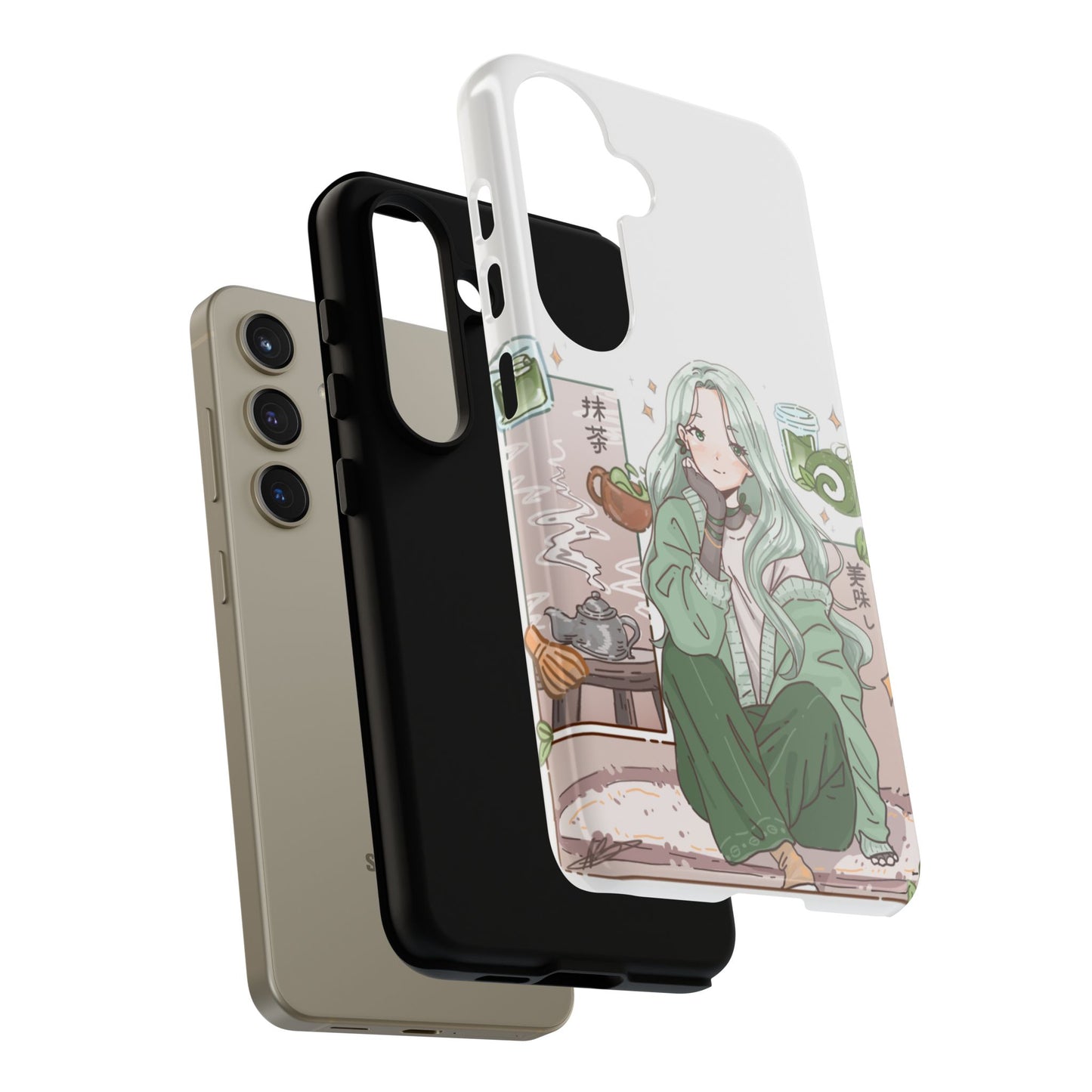 Anime Girl Green Aesthetic Phone Case — Cute Pastel Art