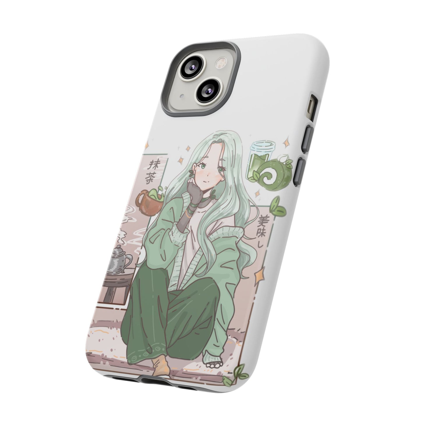 Anime Girl Green Aesthetic Phone Case — Cute Pastel Art