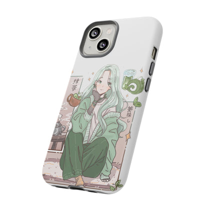 Anime Girl Green Aesthetic Phone Case — Cute Pastel Art
