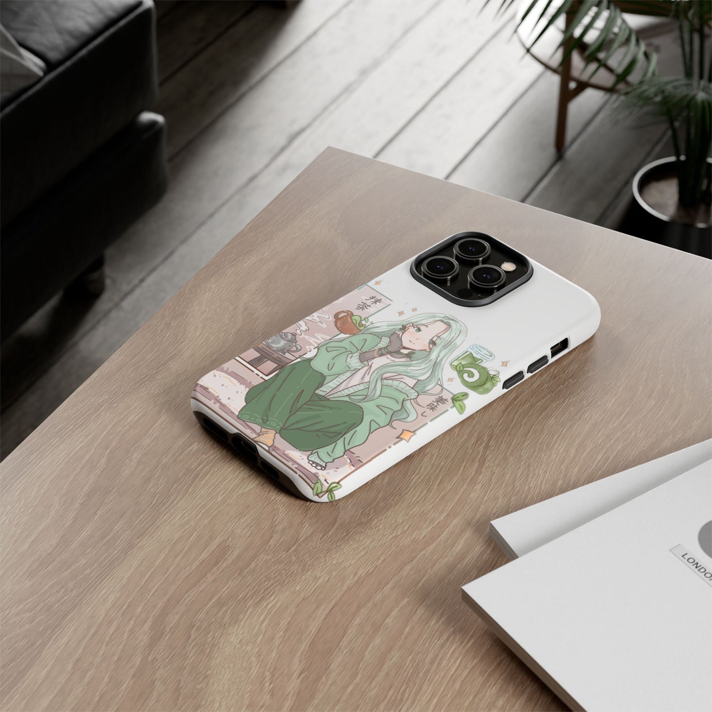 Anime Girl Green Aesthetic Phone Case — Cute Pastel Art