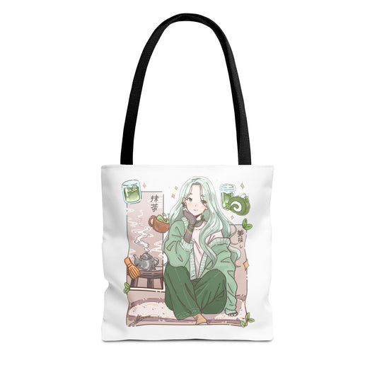 Anime Girl Green Aesthetic Tote Bag – Cozy Kawaii All-Over Print Tote