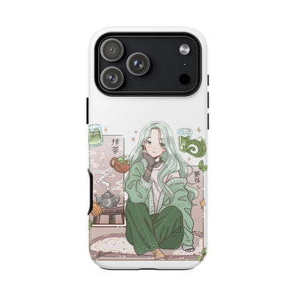 Anime Girl Green Aesthetic Phone Case — Cute Pastel Art