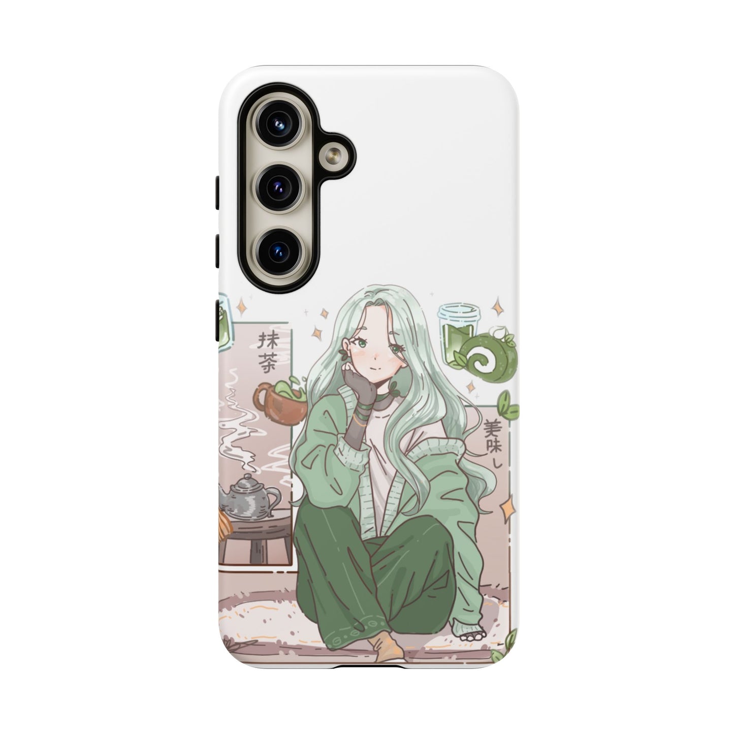 Anime Girl Green Aesthetic Phone Case — Cute Pastel Art