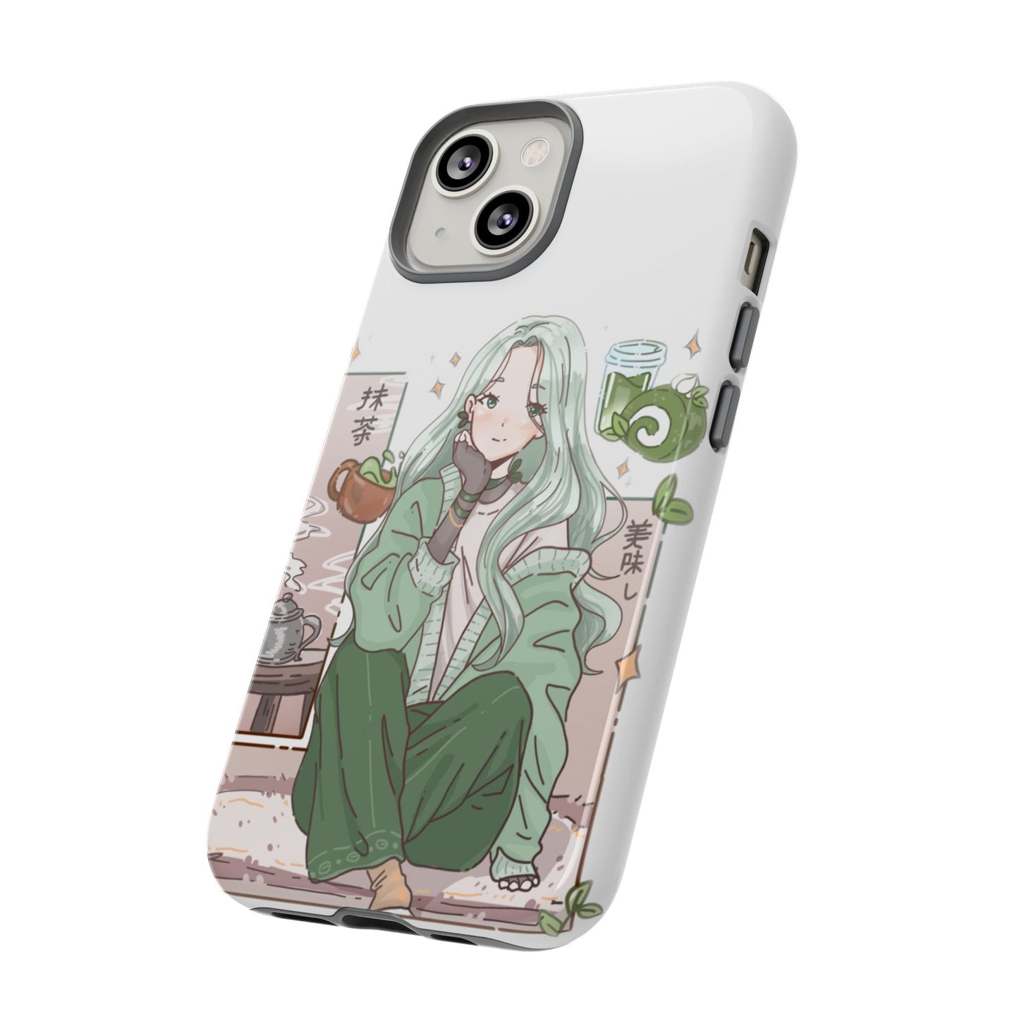 Anime Girl Green Aesthetic Phone Case — Cute Pastel Art