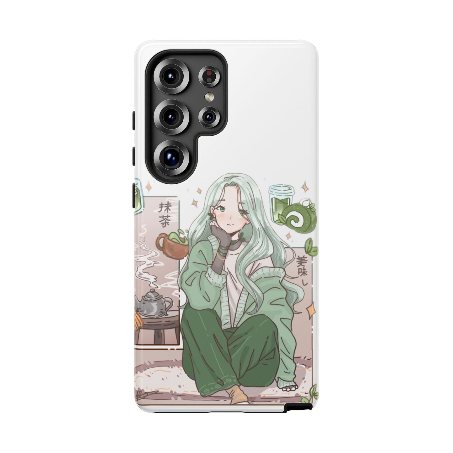 Anime Girl Green Aesthetic Phone Case — Cute Pastel Art