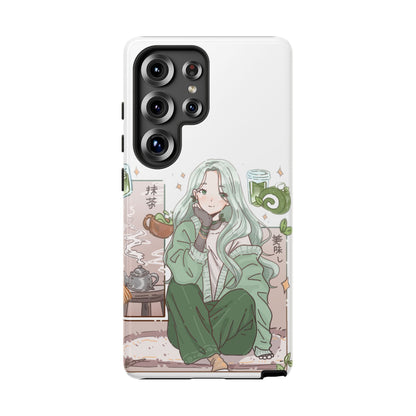 Anime Girl Green Aesthetic Phone Case — Cute Pastel Art