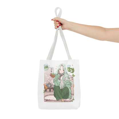 Anime Girl Green Aesthetic Tote Bag – Cozy Kawaii All-Over Print Tote