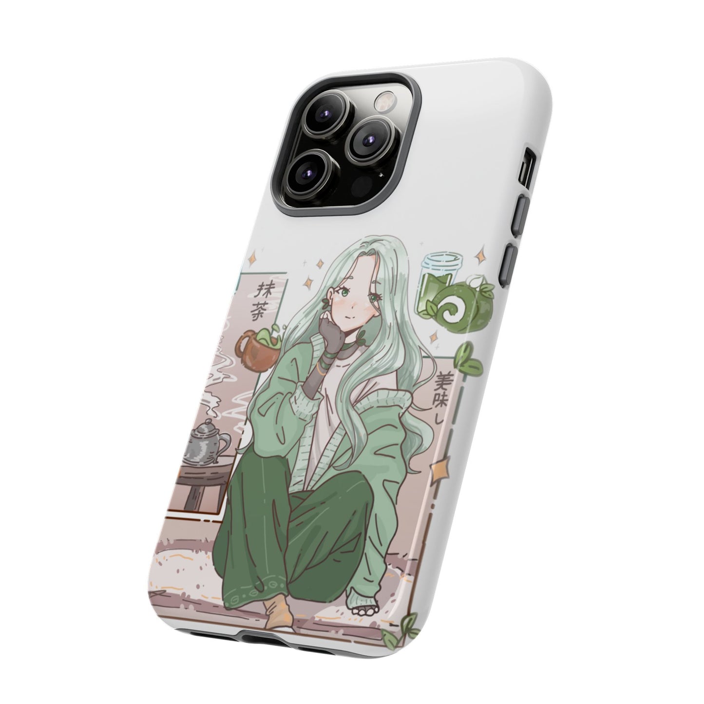 Anime Girl Green Aesthetic Phone Case — Cute Pastel Art