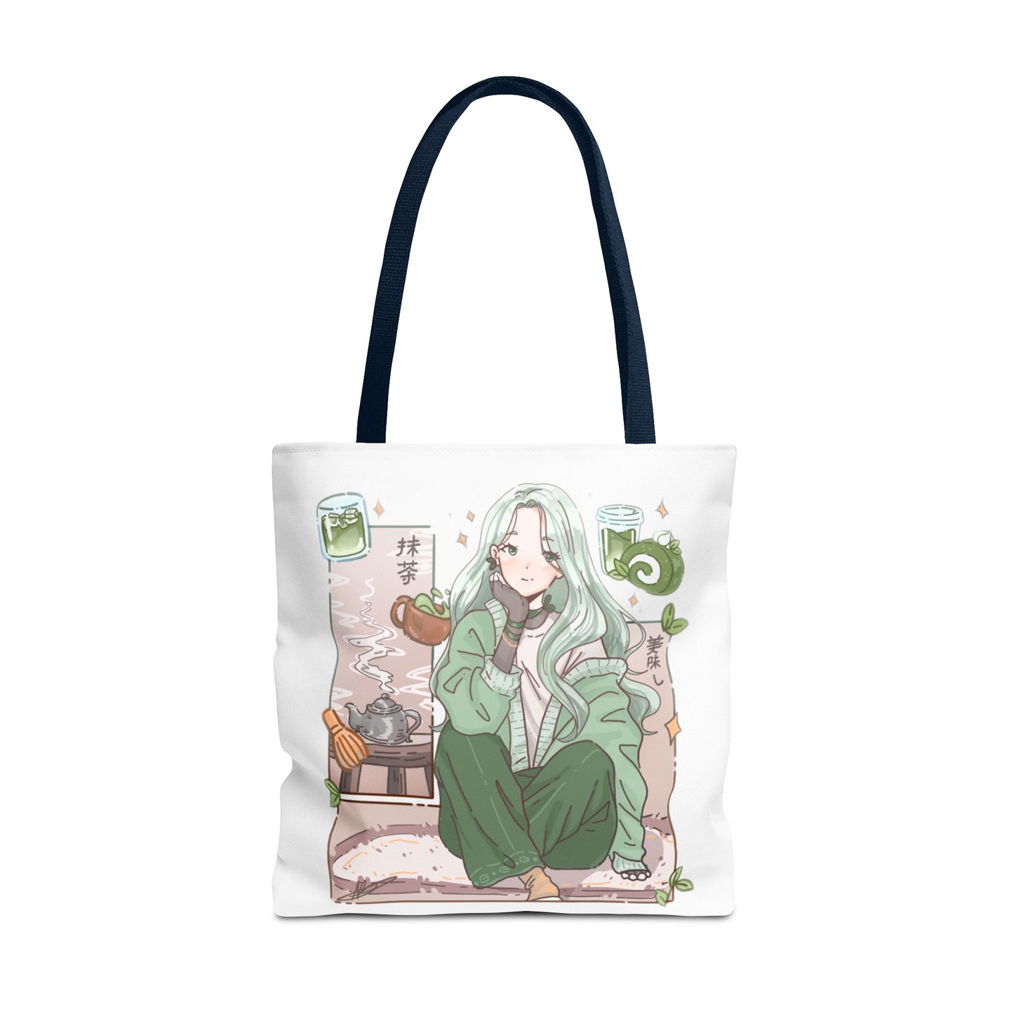 Anime Girl Green Aesthetic Tote Bag – Cozy Kawaii All-Over Print Tote