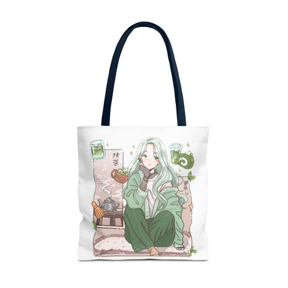 Anime Girl Green Aesthetic Tote Bag – Cozy Kawaii All-Over Print Tote