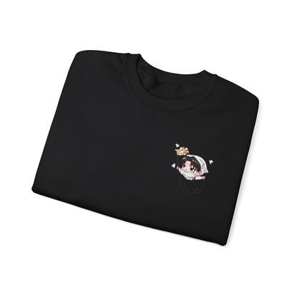 Pocket Levi Crewneck Sweatshirt-Hand Drawn Attack on Titan Fan Art Design